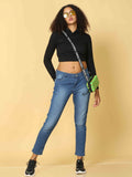 Bottums Premium Quality Denim Fabric Mid Waist Jeans.