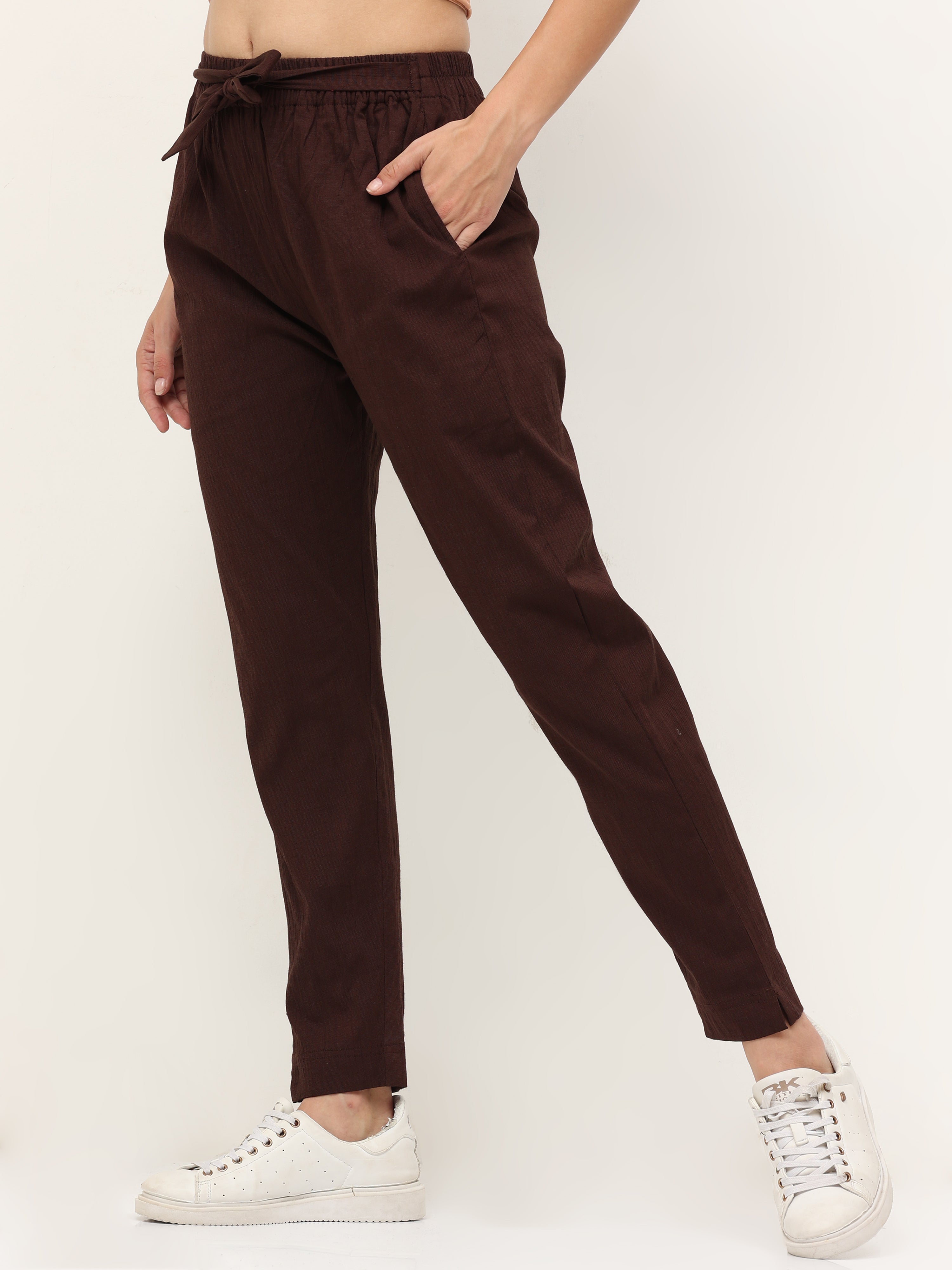 Dark Brown Fiona Pants Women's Leather Bottom – Perona
