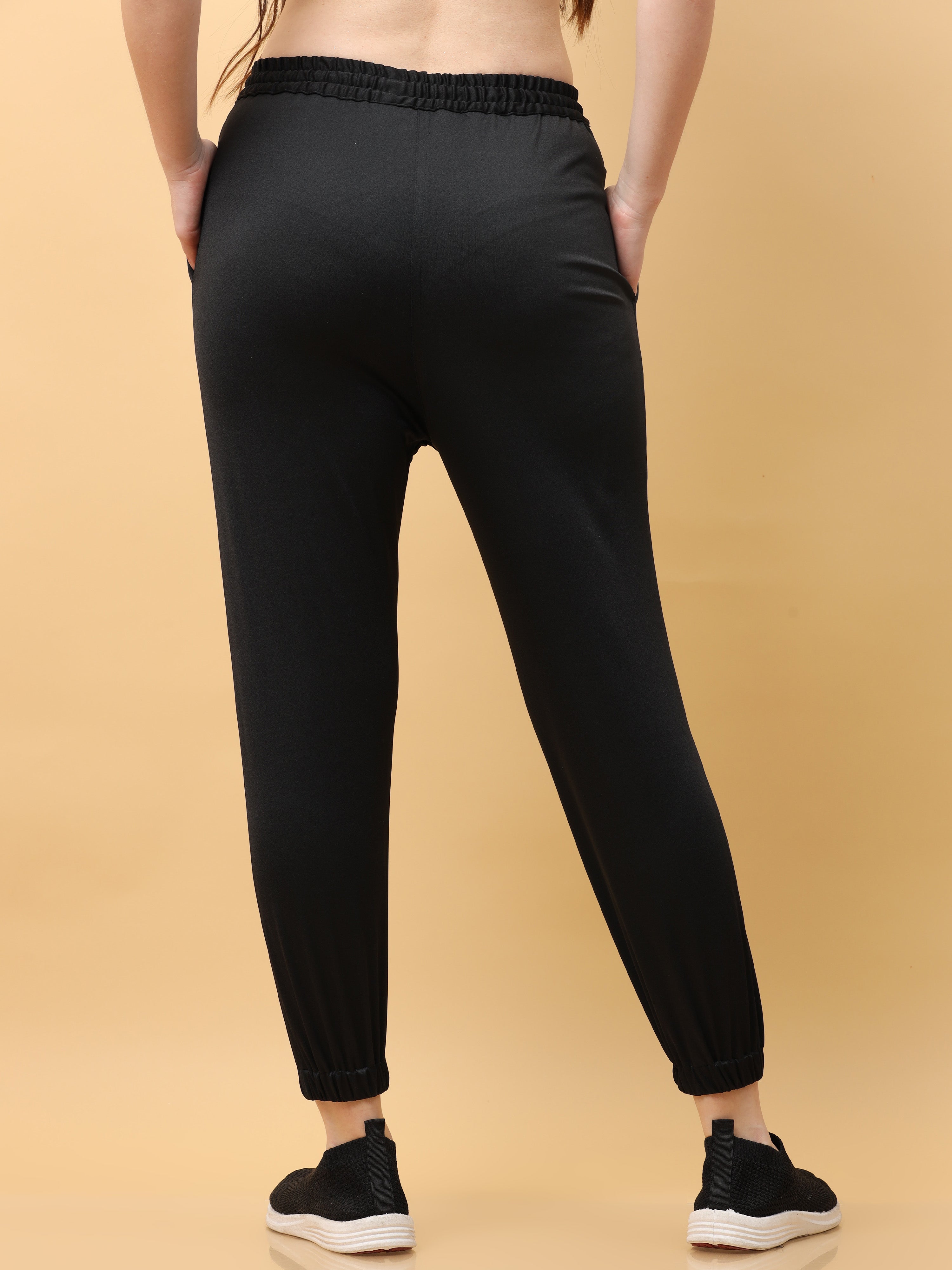 jogger  Lower and Trouser for girls  stretchable with elasticated waist Black  women Pants  Trousers in soft and solid colors