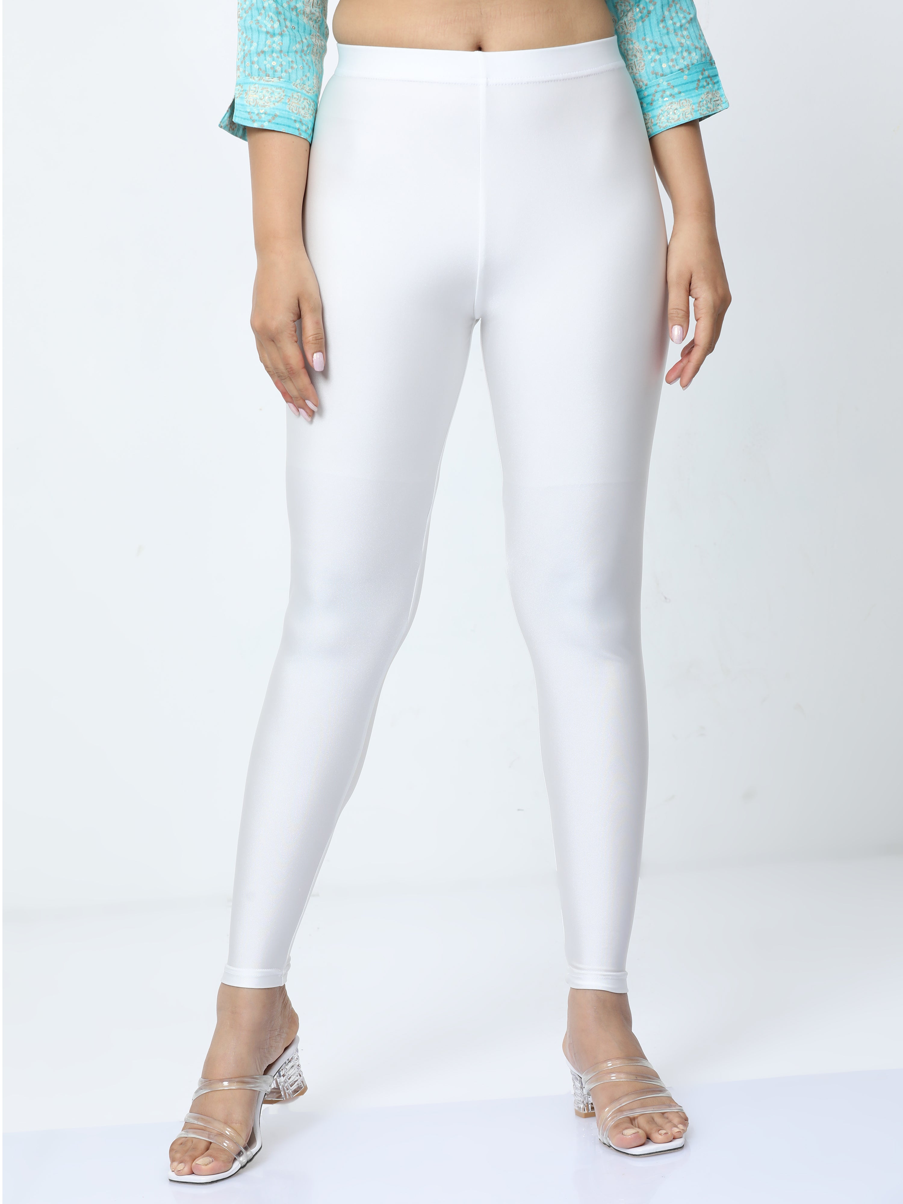 Go Colors Women White Solid Skinny Fit Shimmer Ankle-Length Leggings Price  in India, Full Specifications & Offers | DTashion.com